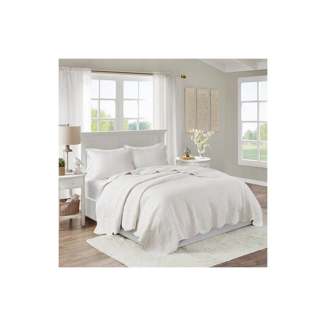 Genoa Full/Queen 3pc Scalloped Edge Coverlet Set White