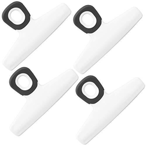 Chip Bag Clips Set of 4 - COOK with COLOR Food Clips, 5 Inches Wide Heavy Duty Chip Clips, Large Bag Clips for Food Storage with Air Tight Seal Grip for Bread Bags, Snack Bags and Food Bags - (White)