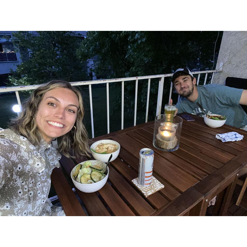 Many "firsts" (our first meal in our place!)