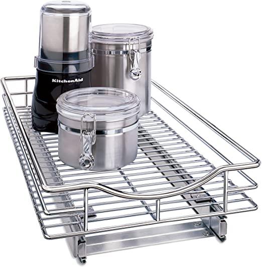 Lynk Professional Organizer Pull Out Under Cabinet Sliding Shelf, 14" W x 21" D, Chrome