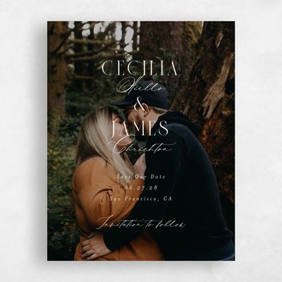 Linen, Beige Wedding Save the Date - Shahira Portrait