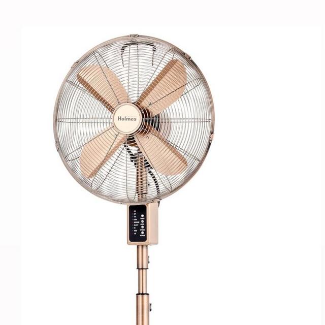 Holmes 16" Copper Digital Metal Stand Fan, 75° Oscillation, 3 Speeds, 4 Blades, 3 Modes, 7.5-Hour Timer, Adjustable Height, 20° Head Tilt, Ideal for Home, Bedroom or Office, Remote Control