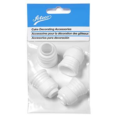 Ateco 398 Standard Plastic Couplers, for Use Cake Decorating Tubes and Bags, Set of 4, 4 Count, White