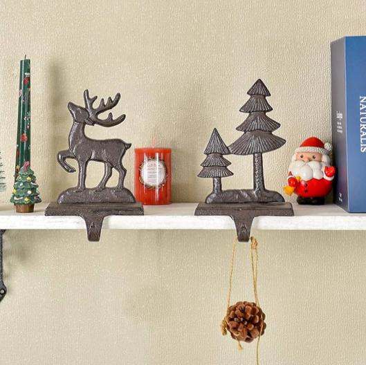 Sungmor Christmas Stocking Holders, 2PC Cast Iron