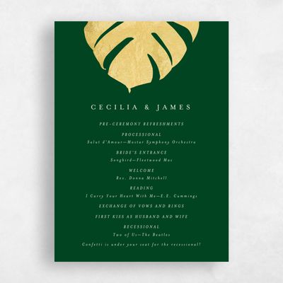 Forest, Green Wedding Program - Maui Foil
