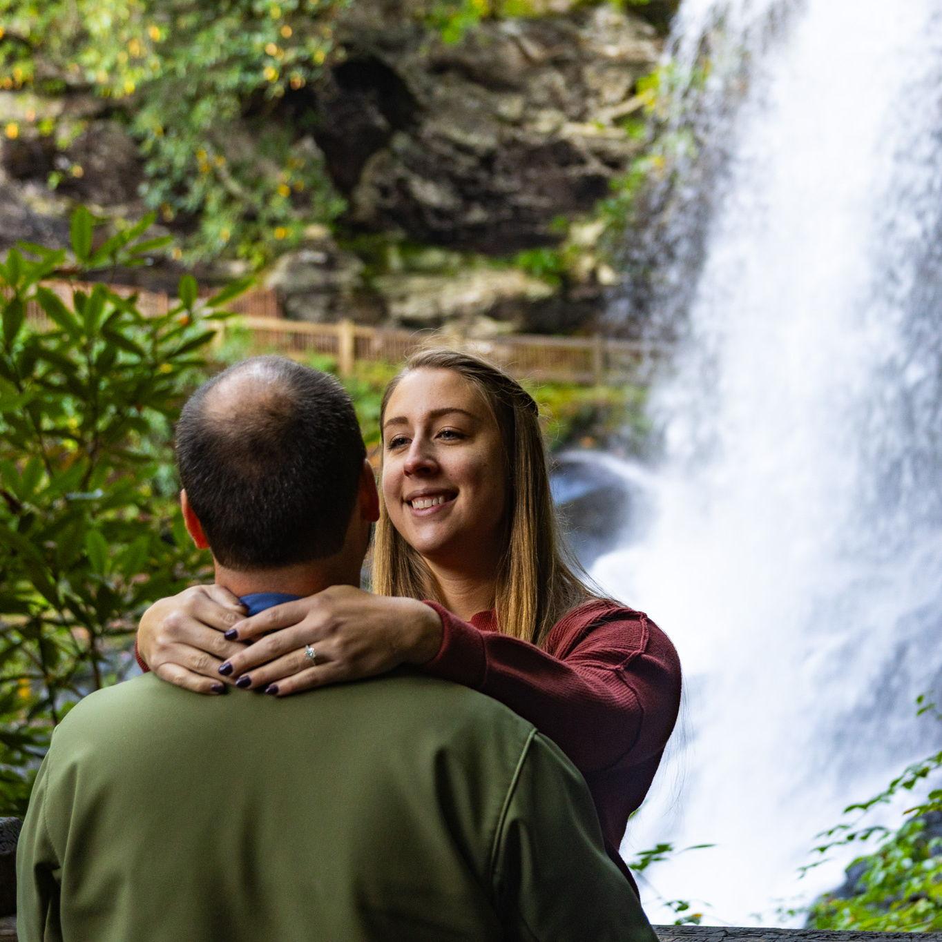 Engagement at Dry Falls in Highlands, NC