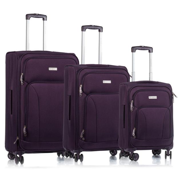 CHAMPS Travelers 3-Piece Softside Spinner Luggage Set in Purple
