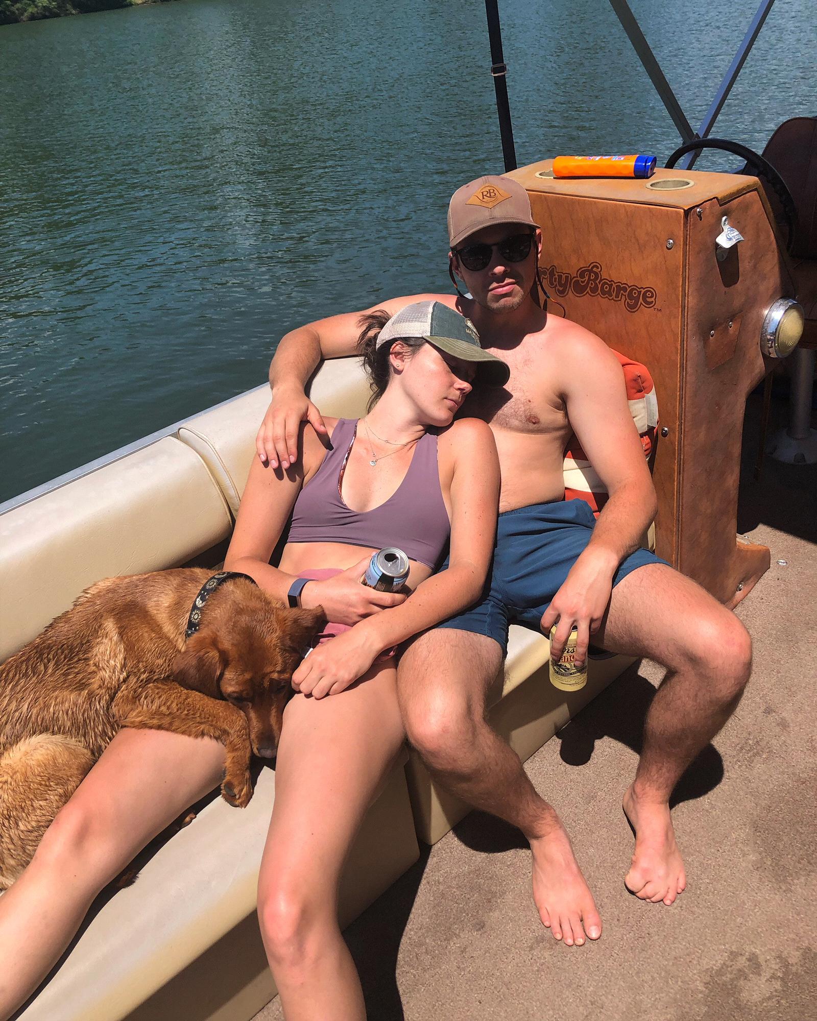 All aboard the snooze cruise! Taylor and his gals on Combie Lake time, 2019