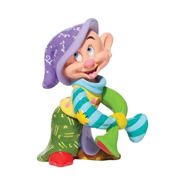 Enesco Disney by Romero Britto Snow White and The Seven Dwarfs Dopey Miniature Figurine, 4.7 Inch, Multicolor
