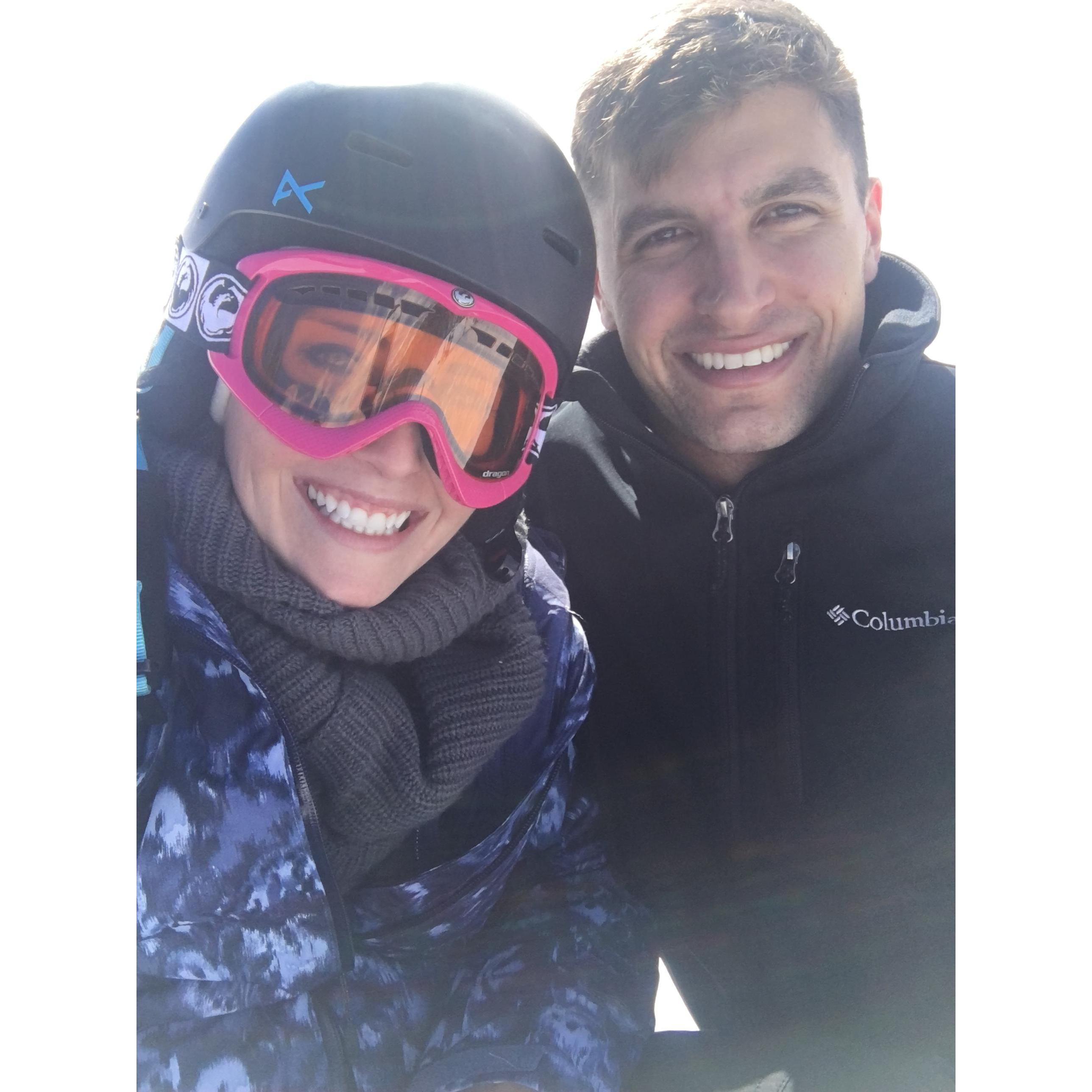 Teaching me how to snowboard in Breckenridge ,Colorado