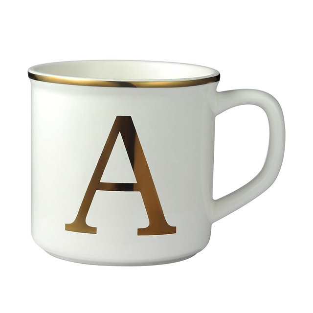 Miicol Ceramic Coffee Mug 16 oz, Monogram Coffee Cup, Golden Initial Tea Mug, Personalized Tea Cup, Unique Gift, Large Mug for Home, Office, Letter A