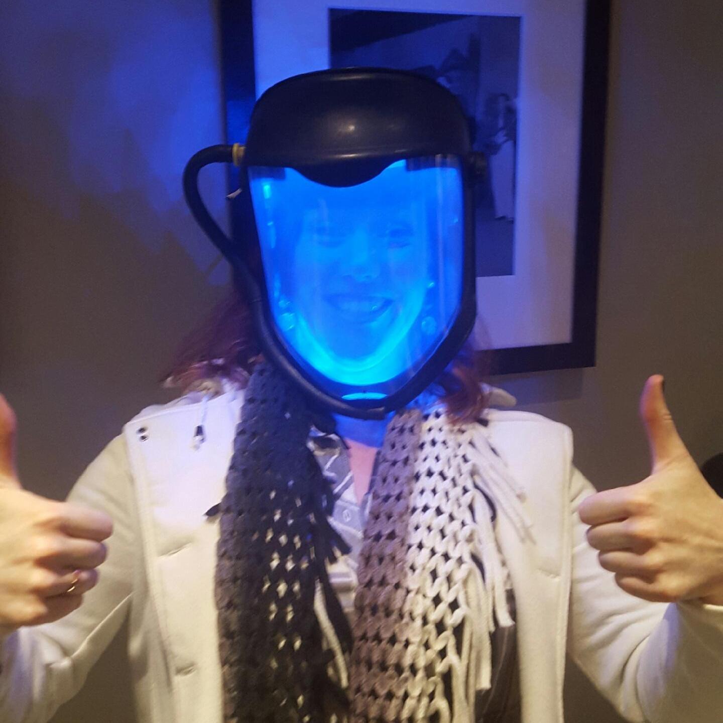 Hayley got to put on Starset's gear