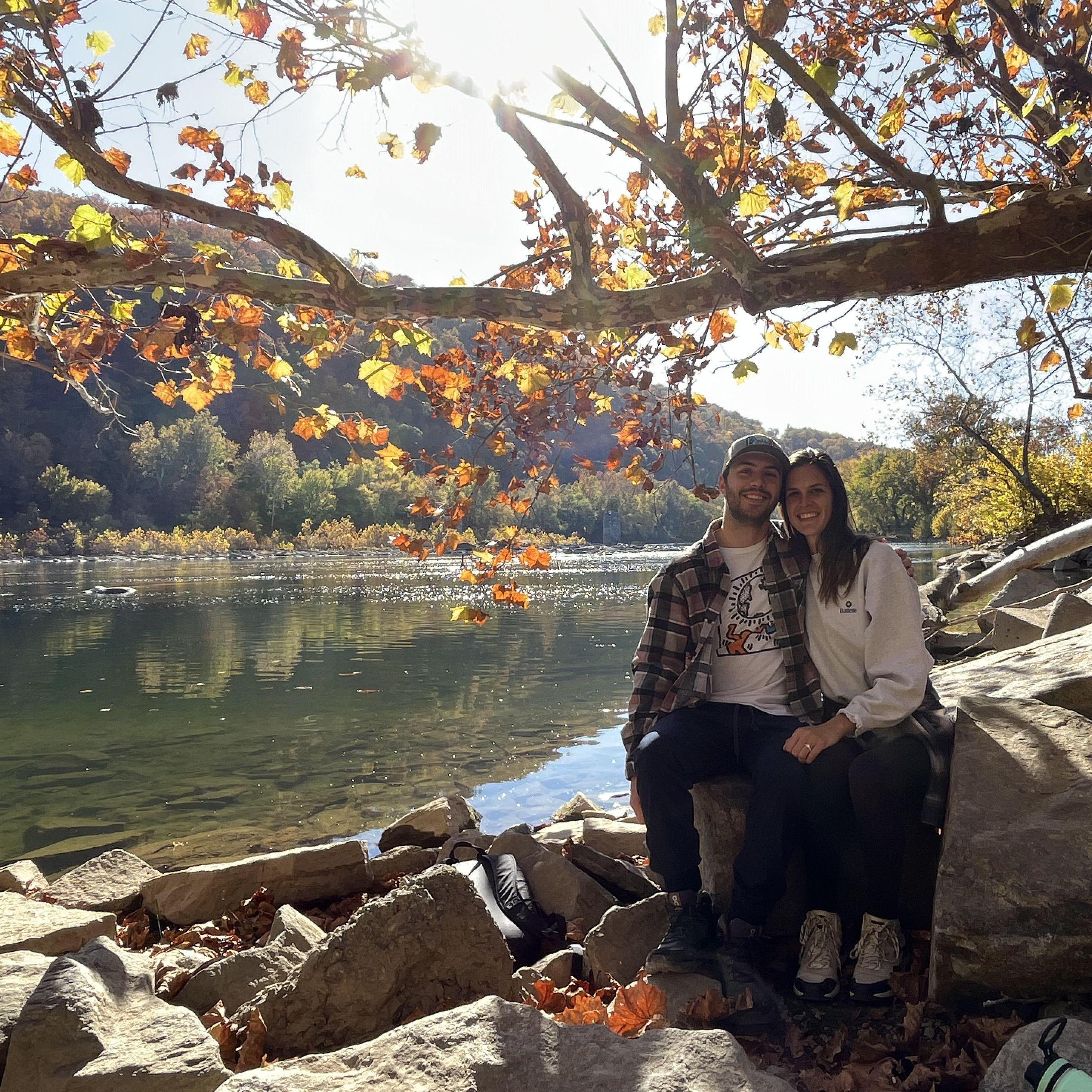 Our annual Autumn Harpers Ferry, WV day trip.
Mike planned on proposing here...but when scouting out the location a month prior, a huge snake in the rocks had him rethink proposal plans!