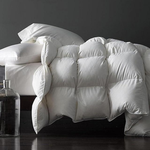 Royoliving Premium Feathers Down Duvet Insert Comforter King Size All Season Medium Warmth White 100% Cotton Cover with Corner Tabs (106x90, 60 oz)