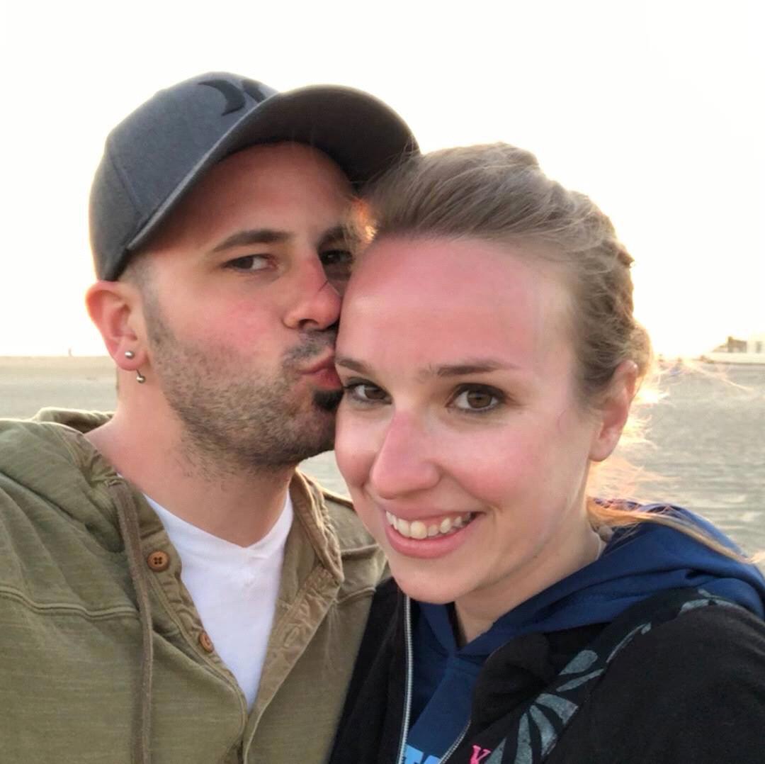 Kaylah and A.P. in Huntington Beach getting ready to watch the sun set.