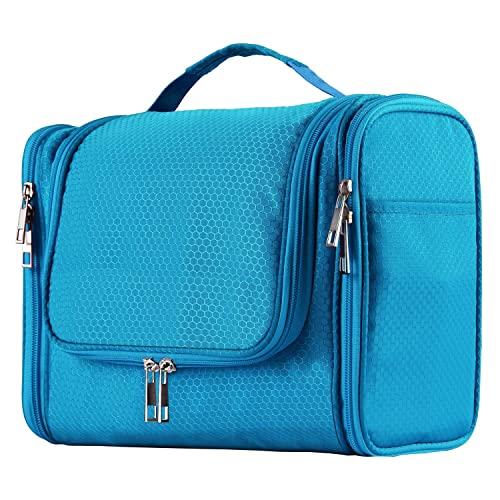 Extra Large Capacity Hanging Toiletry Bag for Men & Women, Portable Waterproof Bathroom Shower Bag, Lightweight Dopp kit Shaving Bag, Sturdy Metal Hook Organizer Makeup Bag