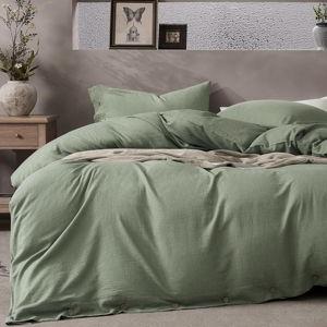 Cotton Duvet Cover & 2 Pillowcases - Queen Size - Sage Green