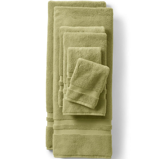 Lands' End Essential Cotton 6-Piece Bath Towel Set - Assorted Bath Towel Set - Fresh Olive