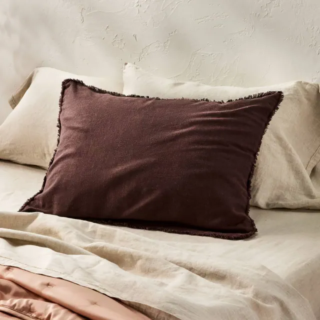 Standard Heavyweight Linen Blend Comforter Pillow Sham Dark Fig - Casaluna™