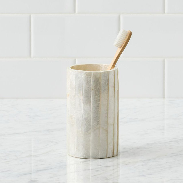 Capiz Toothbrush Holder, White