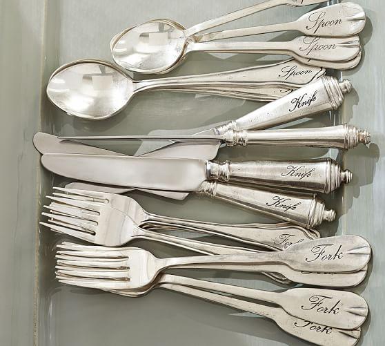 Antique Silver 5-Piece Flatware Set
