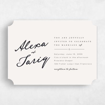 Beige Ticket Wedding Invitation - Finnian Landscape