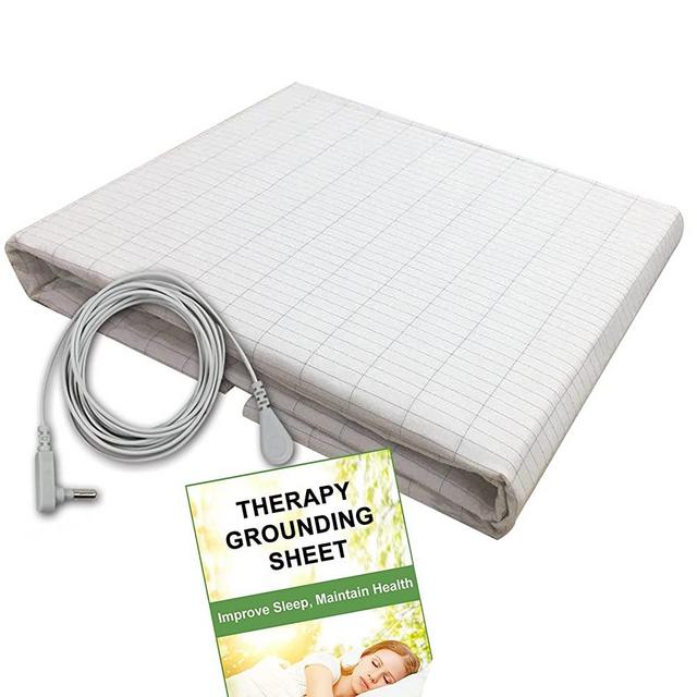 Grounding Flat Bed Sheet with Ground Connection Cord, Pure Silver Fiber for Wellness Benefits Sleep and Enjoy a Healthier Life (80 x60 inch)