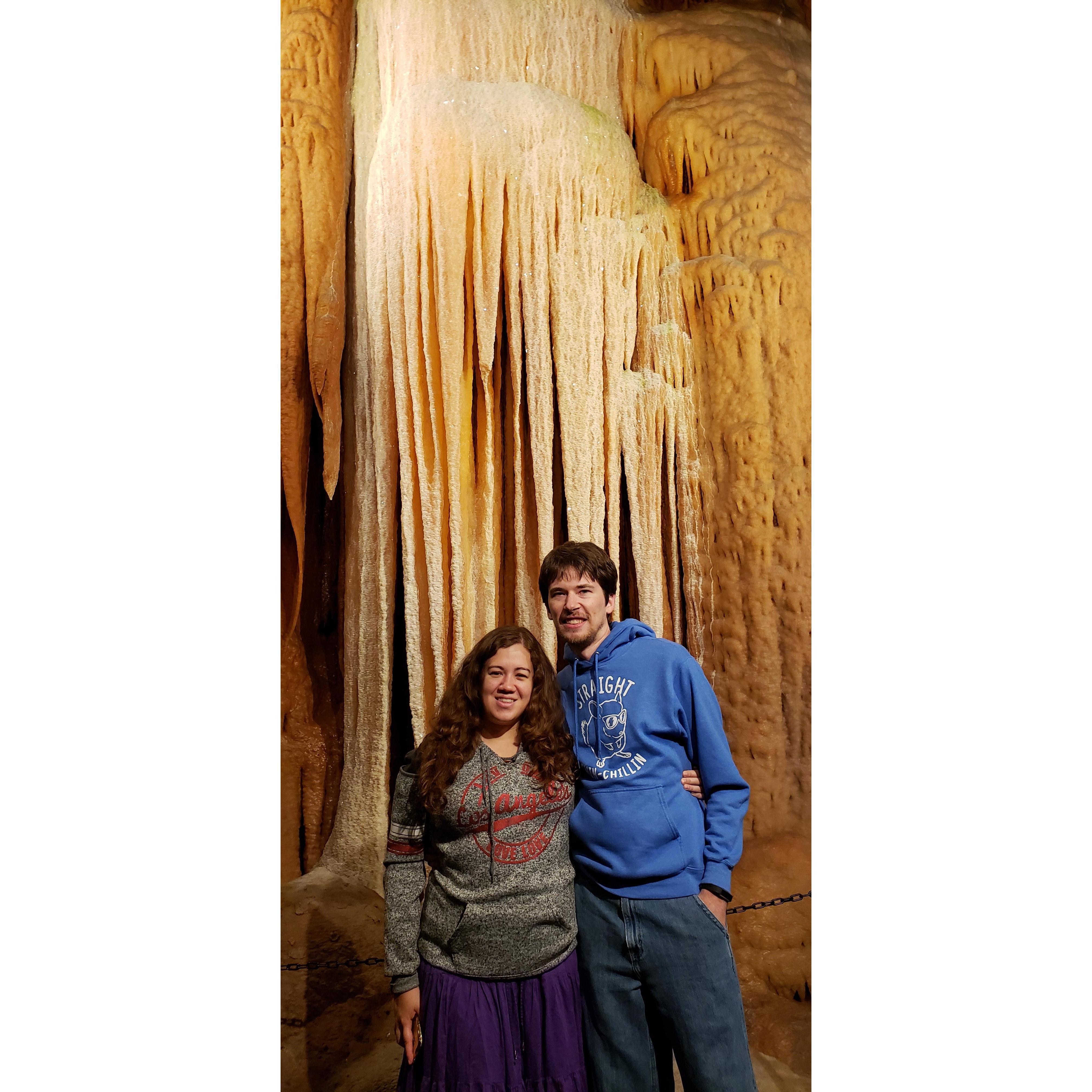 Us posing with one of the amazing formations in Shenandoah Caverns. Summer 2019