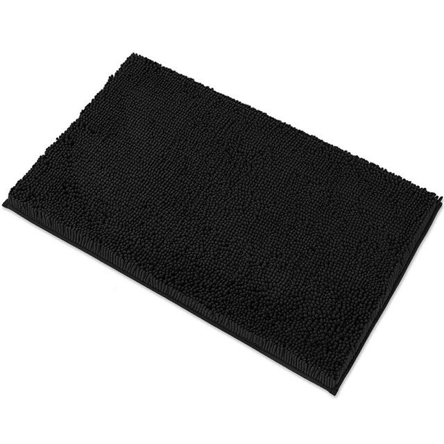 MAYSHINE Chenille Bath Mat for Bathroom Rugs 32" x20", Extra Soft and Absorbent Microfiber Shag Rug, Machine Wash Dry- Perfect Plush Carpet Mats for Tub, Shower, and Room- Black