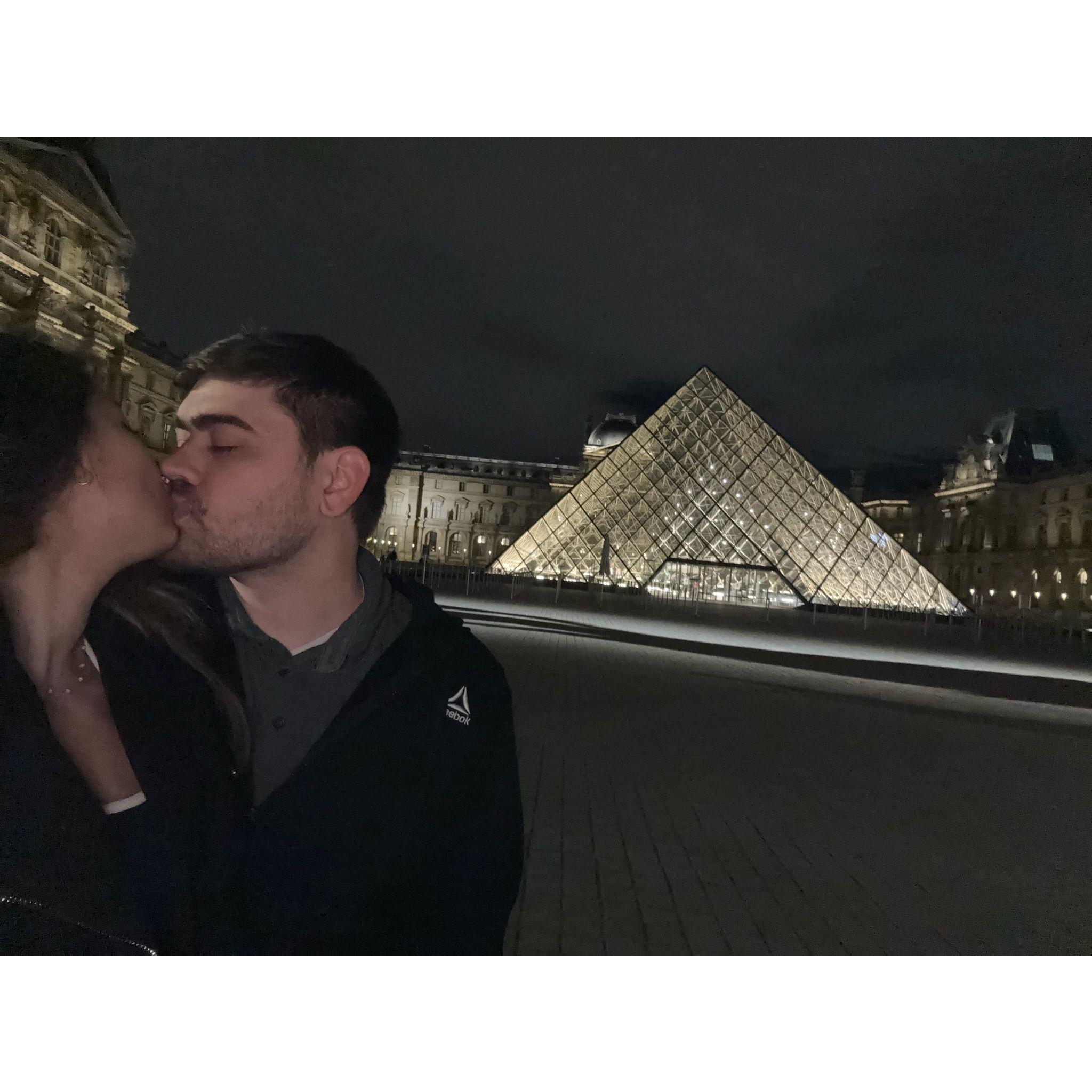 Visiting the Louvre post Clayton's birthday dinner in Paris
