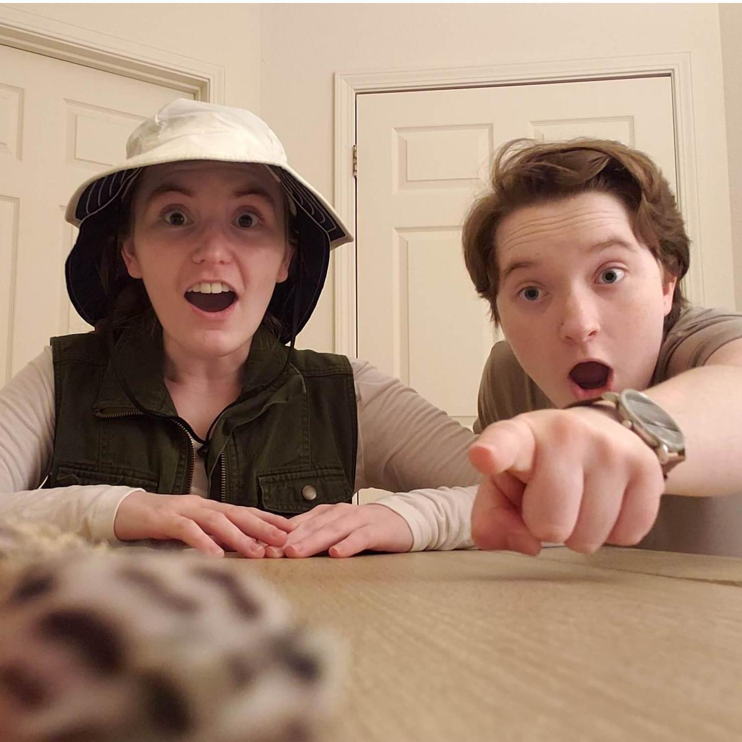 Halloween 2020 - We were Crocodile Hunters who spotted a crocodile (Leo, our leopard gecko) in the wild (on the desk in my office)!
