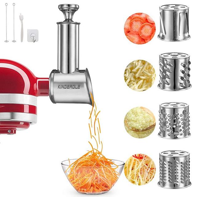 Stainless Steel Slicer Shredder Attachments for KitchenAid Stand Mixer, Cheese Grater, Food Slicer, Salad Maker for KitchenAid by KINGEAGLE