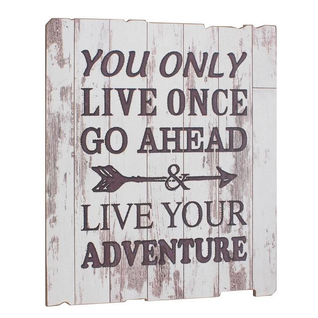 Rustic Wooden Painted "Live Your Adventure" Decorative Wall Art Gray - Stonebriar Collection