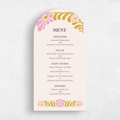 Beige Arch Wedding Menu - Bellefleur