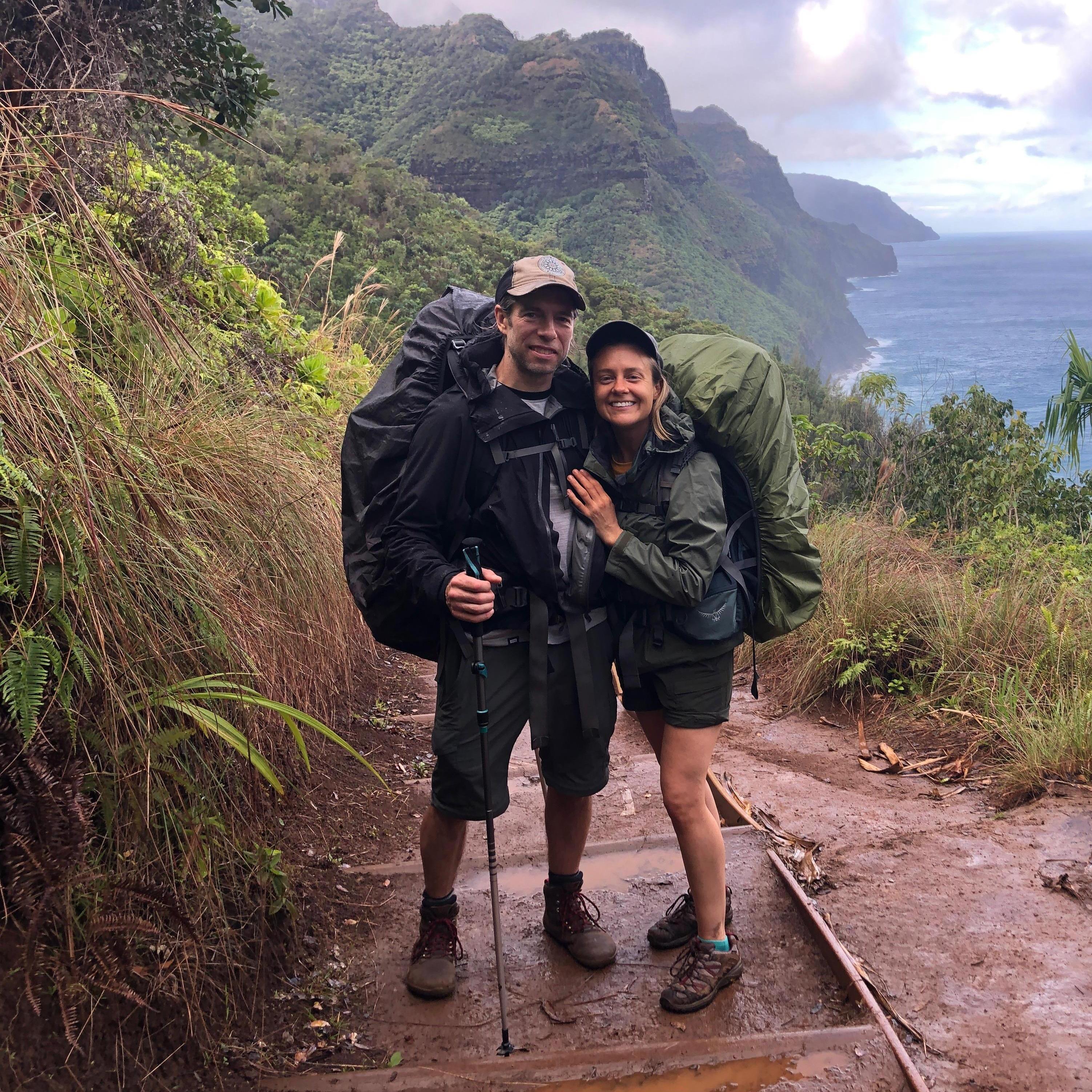 Beginning of our 5 day backpacking journey of the Napali Coast in Kauai on the Kalalau Trail. 16 miles with side trails to majestic waterfalls, 5,000 feet elevation gain. It was an epic adventure!