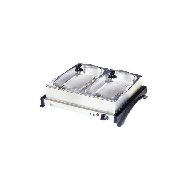 Elite Gourmet Dual-Tray Buffet Server - Stainless Steel