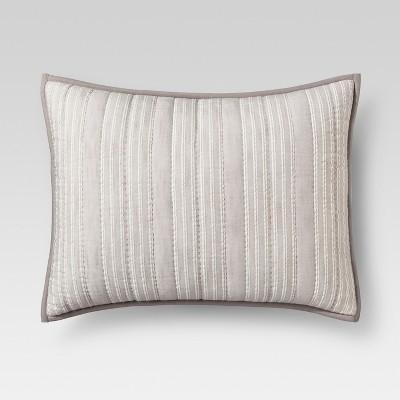 Gray Stitched Stripe Sham (Standard) - Threshold™