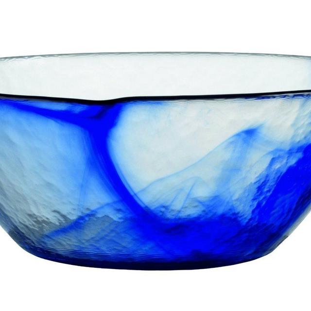 Bormioli Rocco Murano Glass Salad and Soup Serving Medium Bowl, 9-Inch, Blue, Set of 4