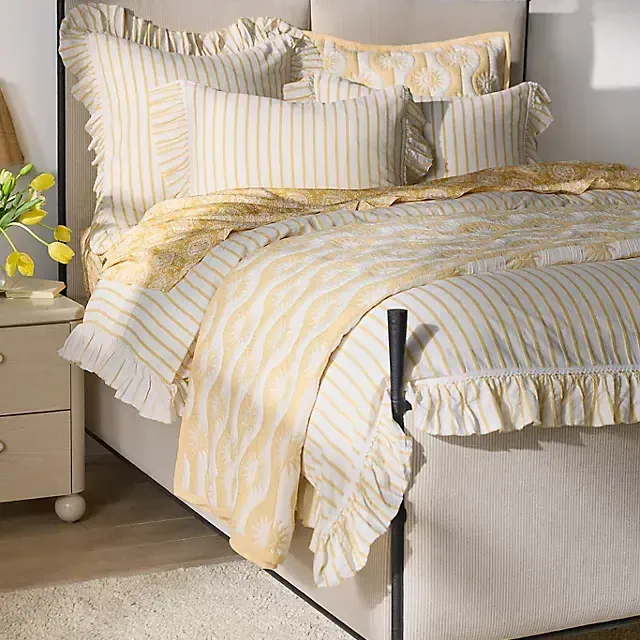 Organic Cotton Spa Sateen Ruffled Duvet Cover