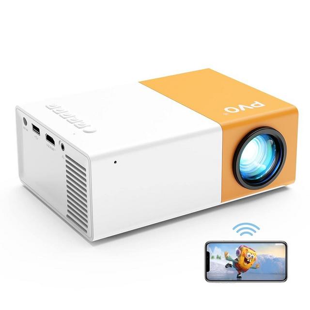 Mini Projector, PVO WiFi Projector Support 1080P 200" Portable Movie Projector, Phone Can Connect to Movie Wirelessly, Compatible with Smartphone/ Tablet/ Laptop/ TV Stick/ USB Drive
