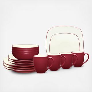 Colorwave Square 16-Piece Dinnerware Set, Service for 4