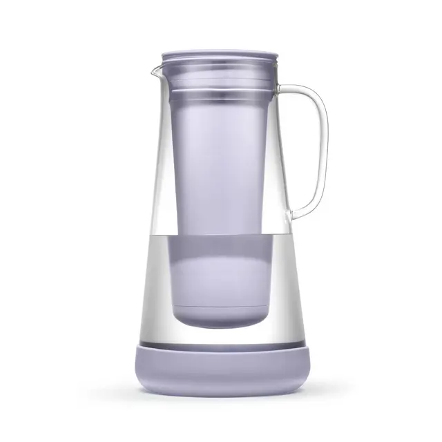 LifeStraw Home 7 Cup Glass Water Filter Pitcher with Silicone Base Wisteria