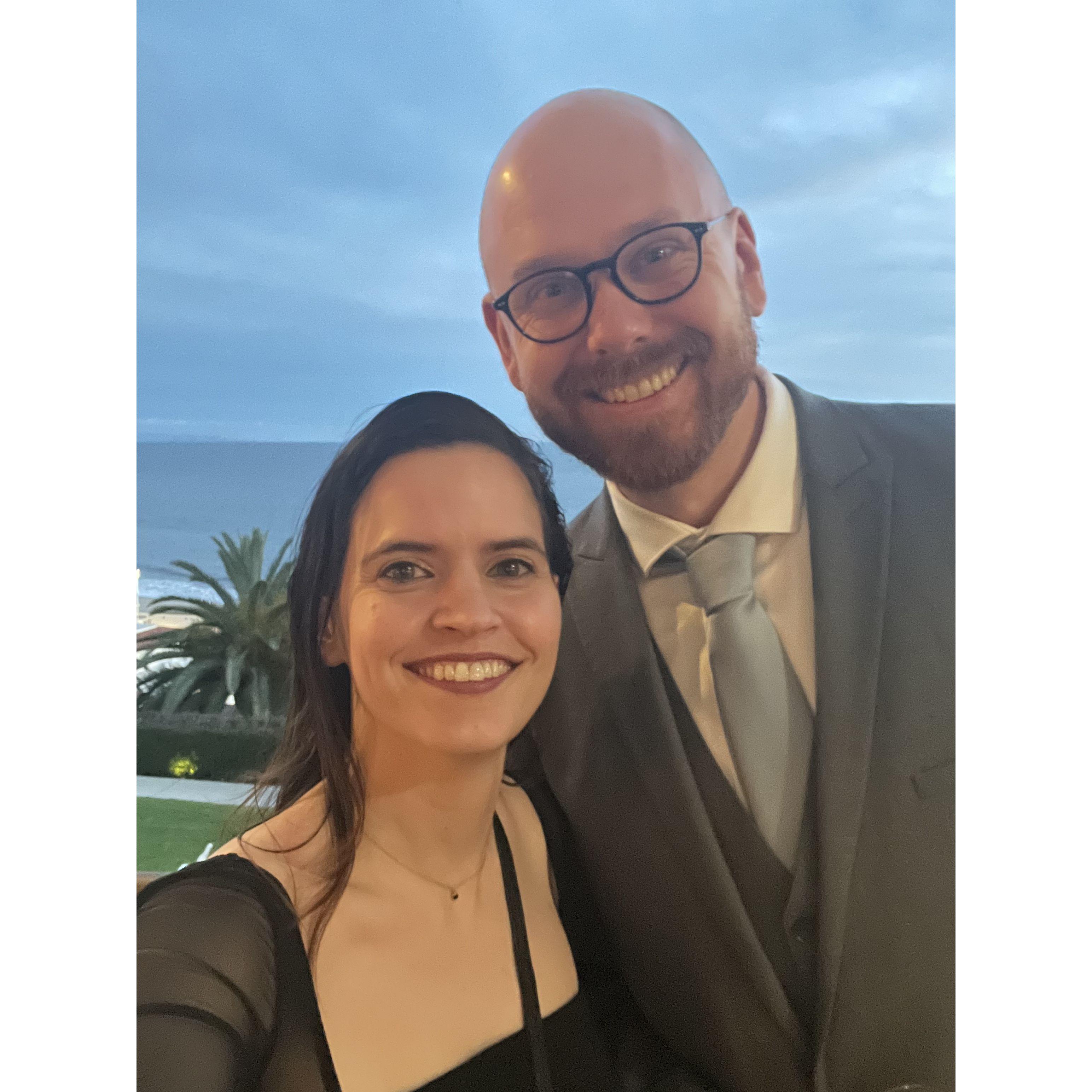 Snapping a selfie at our friend's Drew and Natalie's wedding in Malibu. We had a blast!