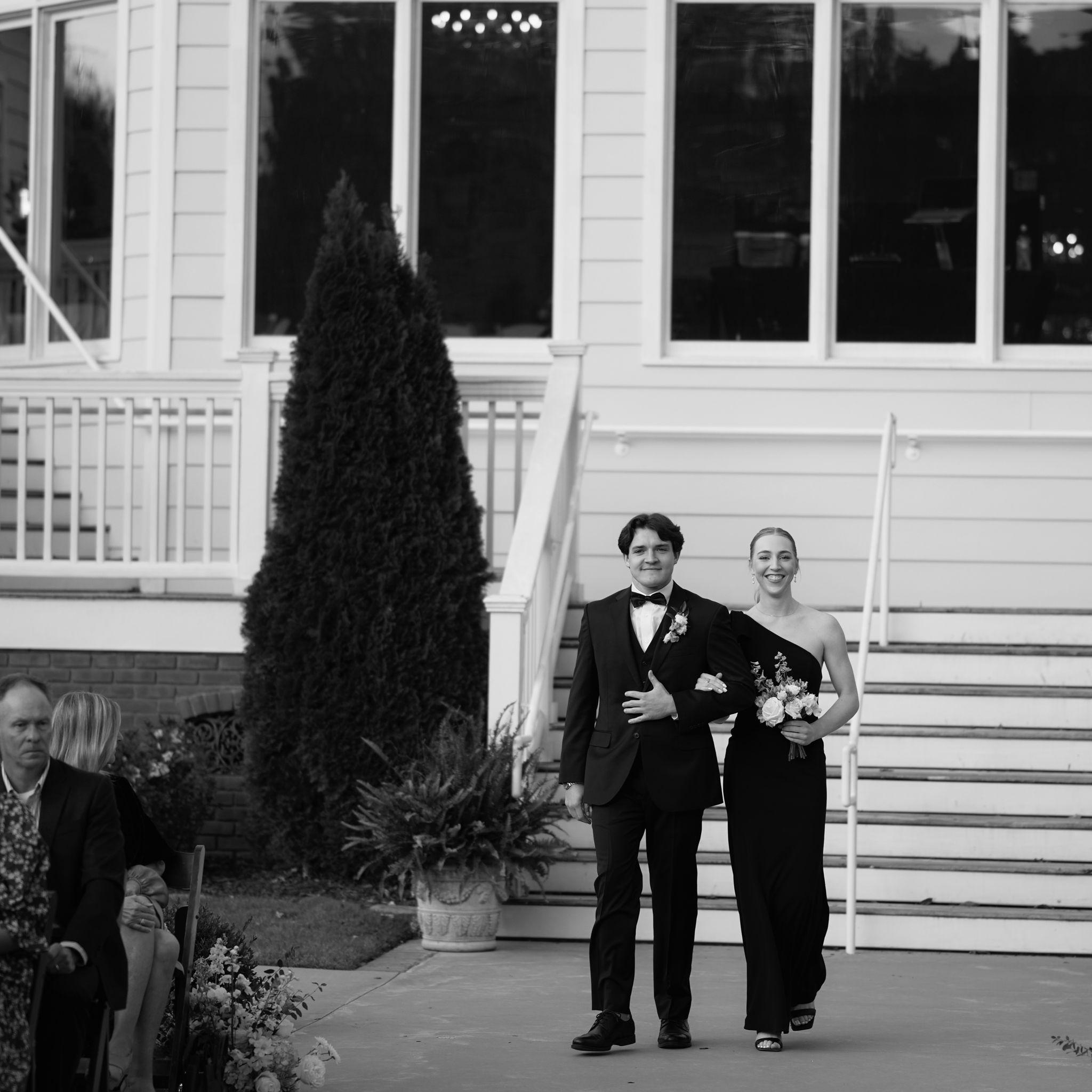 Here we got to "test-run" walking down the aisle together as we stood by Luke and Mason during their wedding!