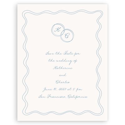 Dusty Blue Wedding Digital Save the Date - Cara Portrait