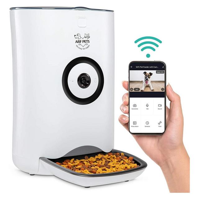 Arf Pets Automatic Pet Feeder, Wi-Fi Cat & Dog Food Dispenser w/Camera