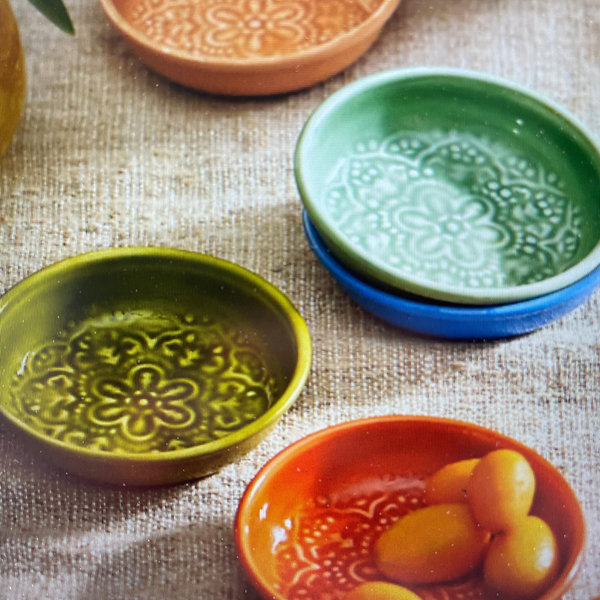 Patterned Enamel Jam Cups, Set of 5