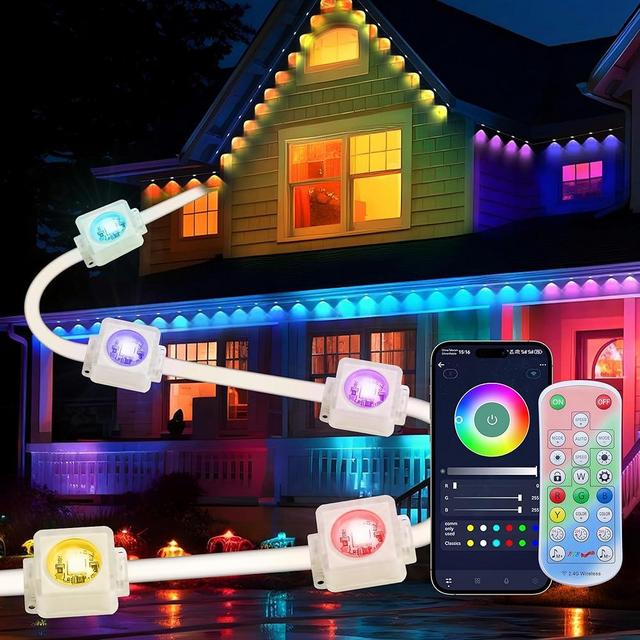 Permanent Outdoor Lights, Eternity Lights with 212 Scene Modes Smart RGB+IC Outdoor Lights 60ft 36 LED Eaves Lights for Halloween Decorations, Christmas,Party,Work with Alexa, Google Assistant