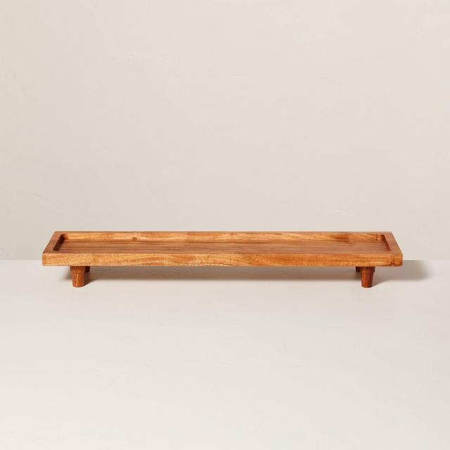 7"x28" Footed Wood Serving Board Brown - Hearth & Hand™ with Magnolia