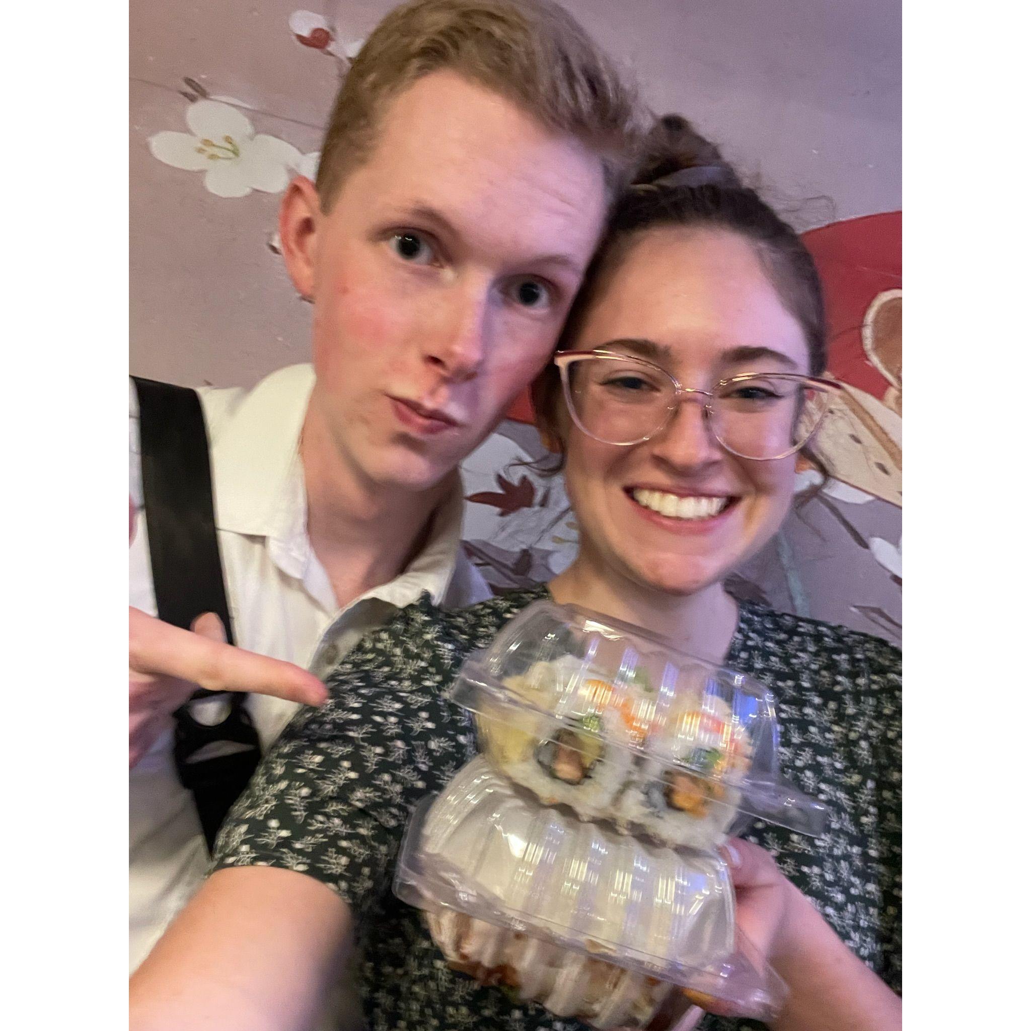 His first time trying sushi